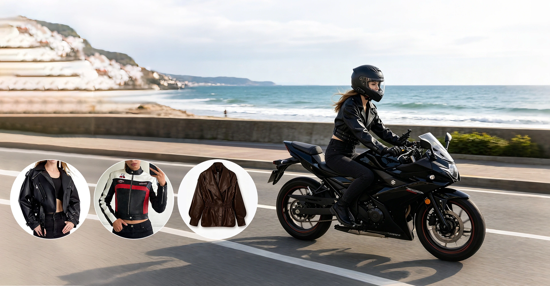 Pengeluar Jaket Bikers Kulit Tiruan yang dipotong